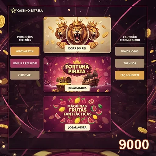 Imagem do cassino Estrela VIP com serviços oferecidos, site 9000.