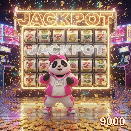 Imagem do slot 'Jackpot Panda' no site 9000, apresentando um panda e símbolos de jackpot.